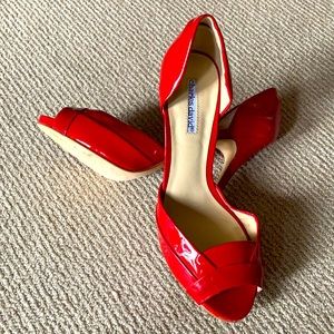 Hot red patent leather heels size 9